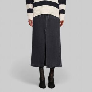 Frame Le Bardot Denim Midi Skirt Sz 28 with Front Slit
